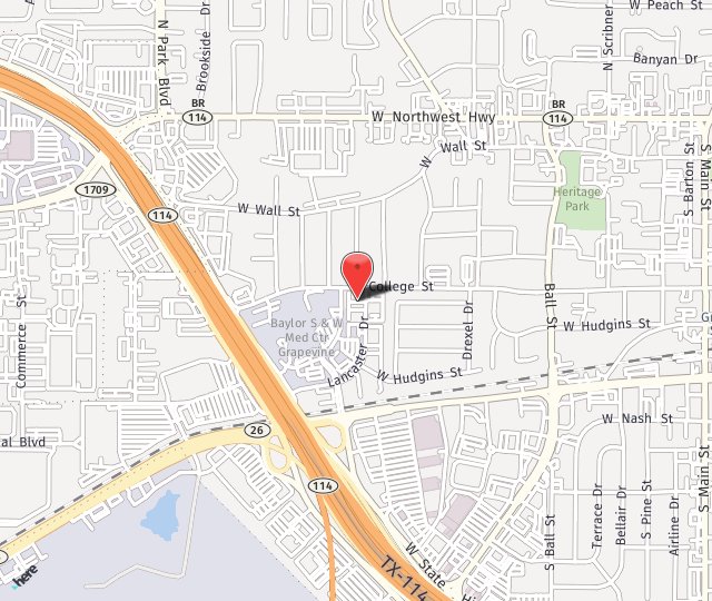 Location Map: 1600 LANCASTER DR. STE 101 GRAPEVINE, TX 76051